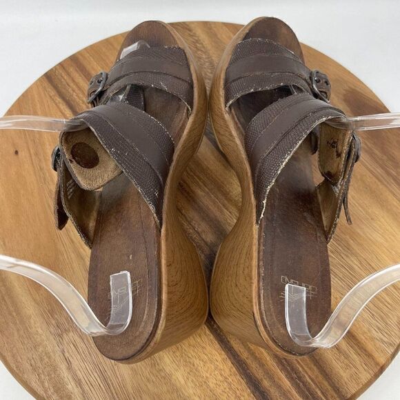 Dansko Jessie Clogs Womens Sz 40 US 9.5-10 Brown Platform Slip On Buckle Sandals - Picture 5 of 8